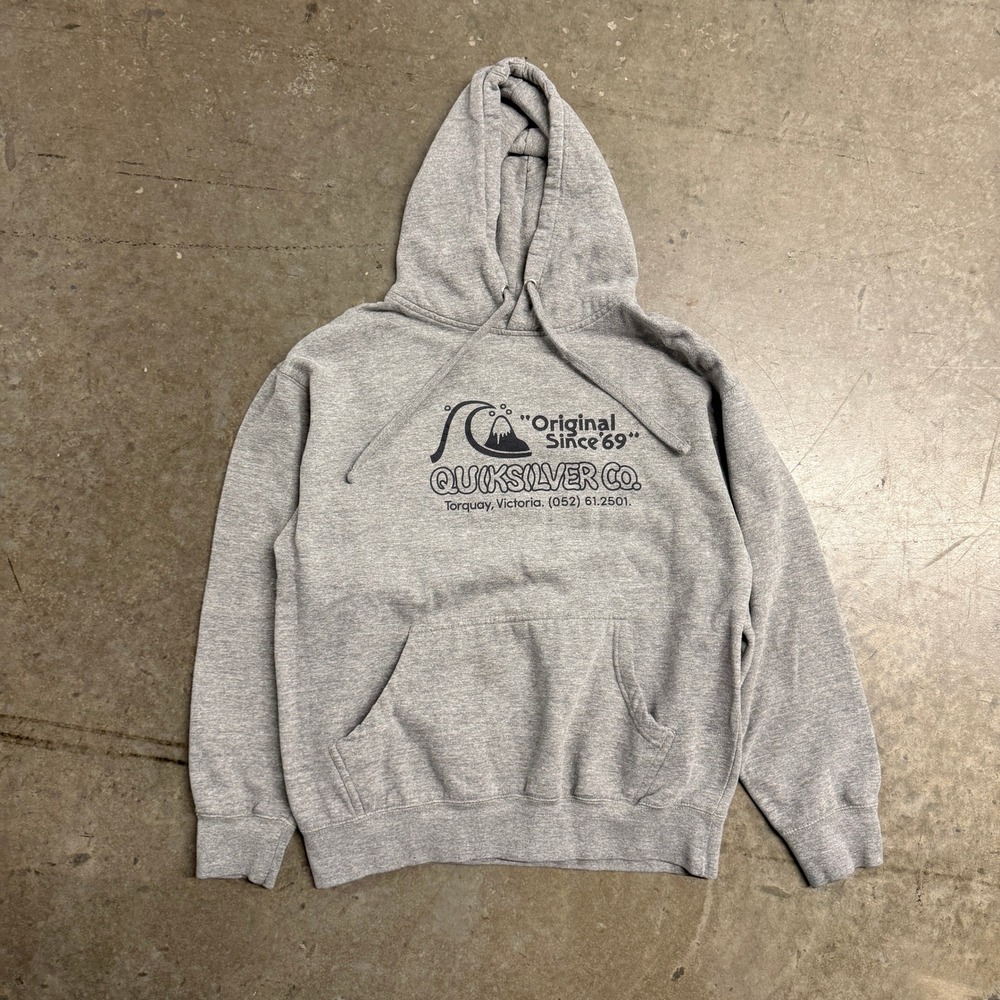 Quiksilver Co Original‎ Since 69 Graphic Hoodie Heather Grey Womens Medium